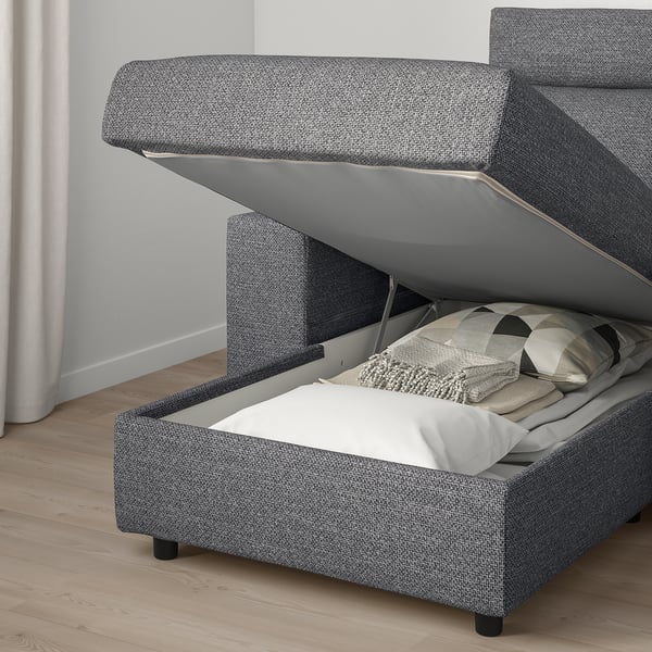 VIMLE sofá cama de 2 plazas, con reposabrazos anchos/Lejde gris/negro - IKEA