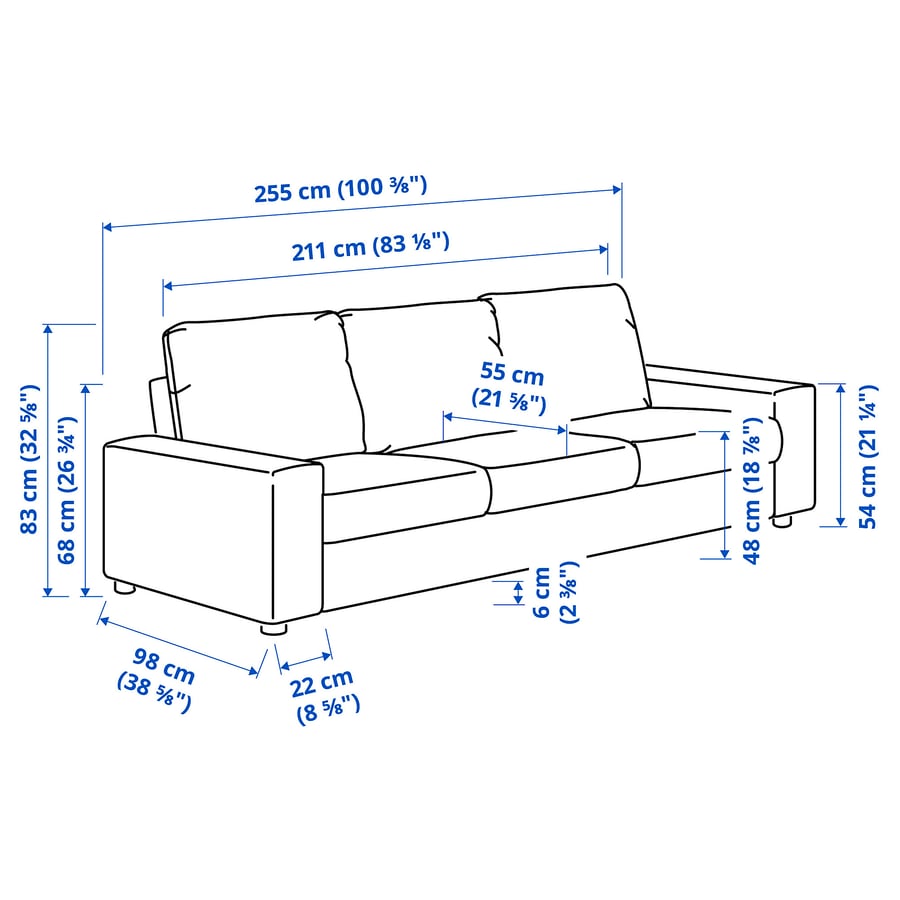 VIMLE Sofá de 3 plazas - con reposabrazos anchos/Hallarp gris - IKEA