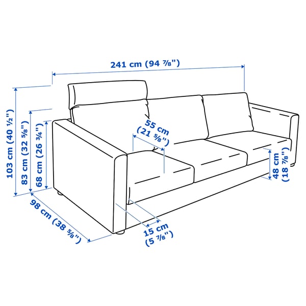 VIMLE sofá de 3 plazas, con reposacabezas/Hallarp beige - IKEA