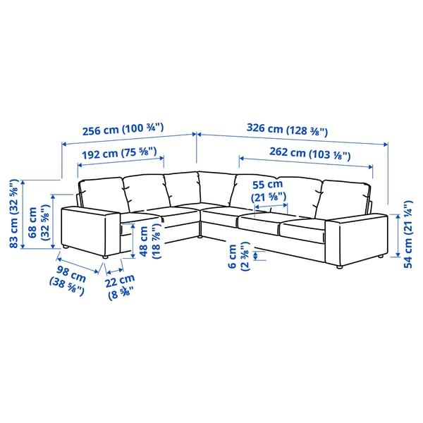 VIMLE funda sofá 3 plazas chaiselongue, con reposacabezas con reposabrazos  anchos/Gunnared beige - IKEA