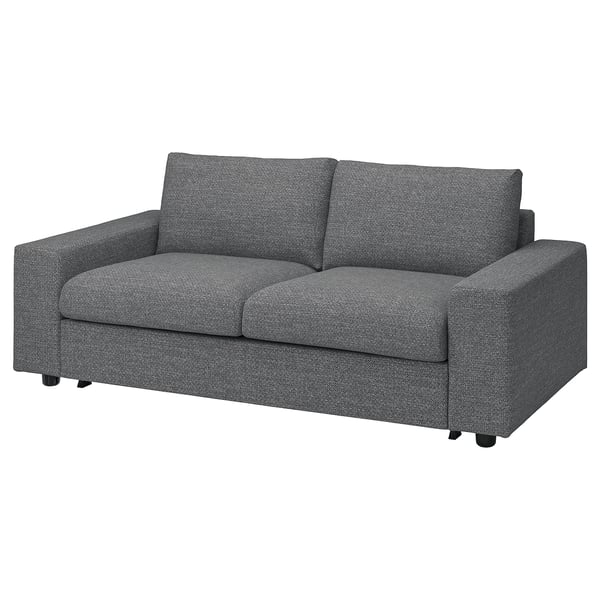 VIMLE Sofá cama de 2 plazas - con reposabrazos anchos/Lejde gris/negro