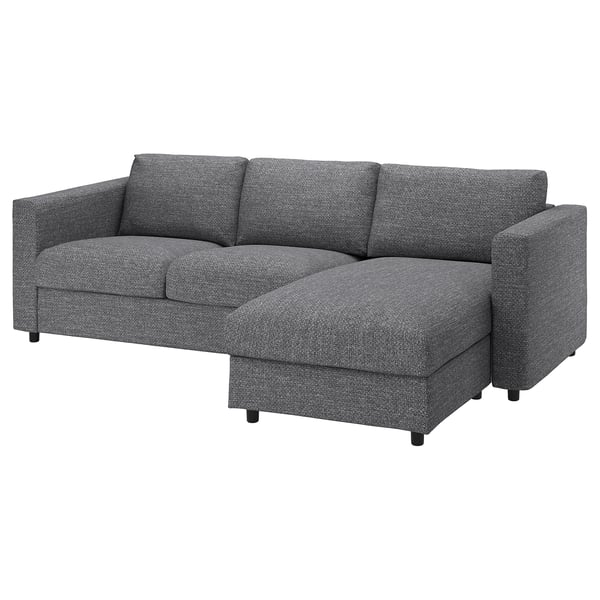 danés Honesto Consulado VIMLE Sofá cama 3 plazas, +chaiselongue/Lejde gris/negro - IKEA