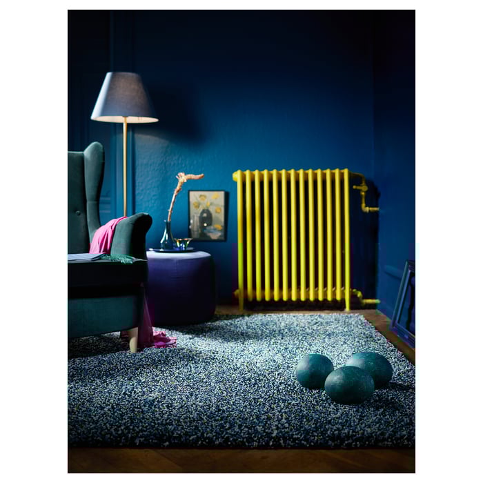 VINDUM Alfombra, pelo largo, azul verde azulado, 133x180 cm - IKEA