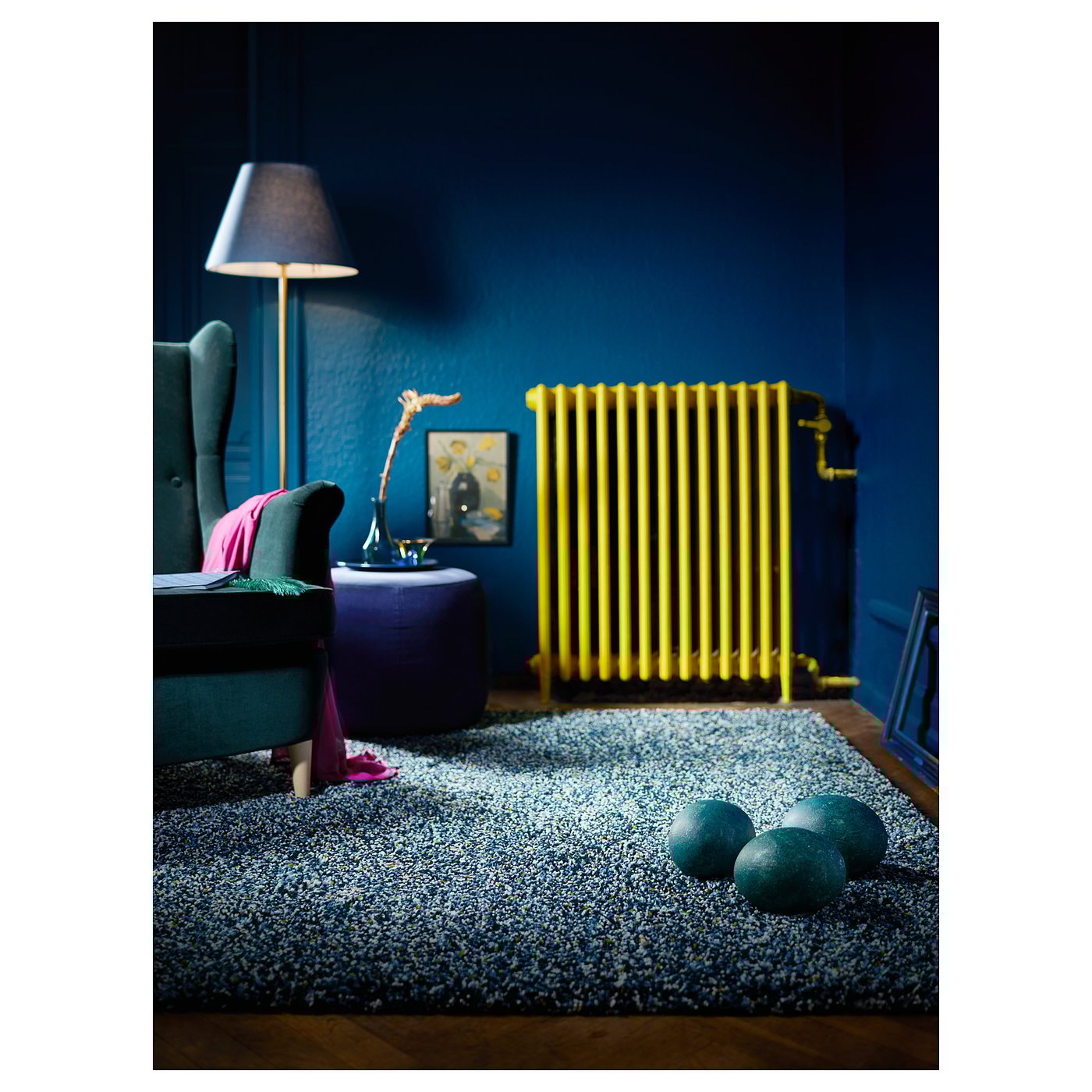 VINDUM Alfombra, pelo largo, azul verde azulado, 133x180 cm - IKEA
