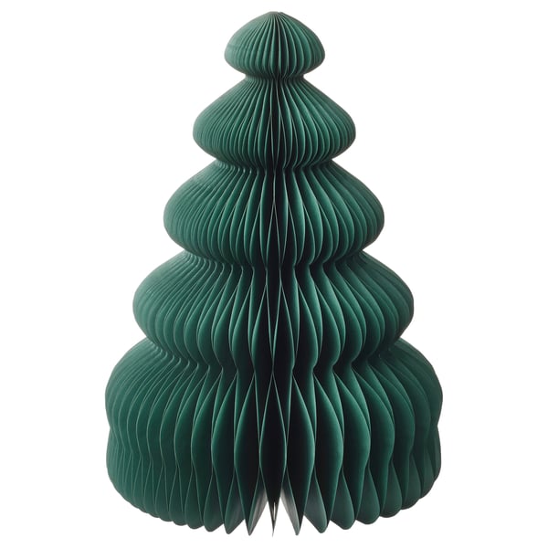 Árbol de navidad de papel verde oscuro, forma cónica, fácil de plegar, decoración de mesa.