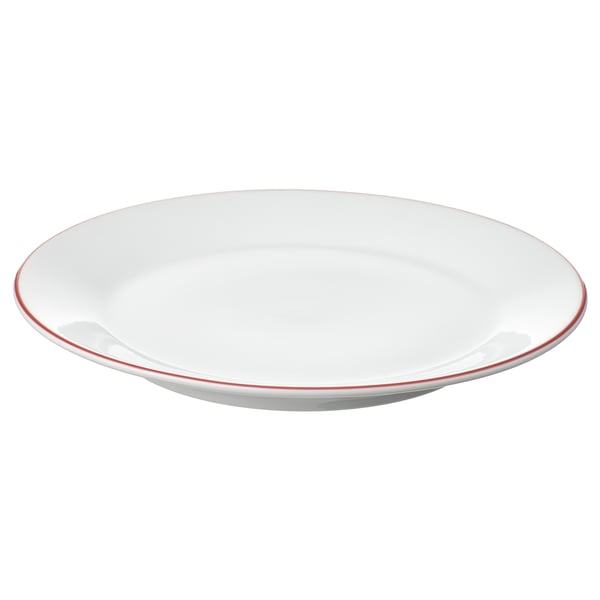 Placa blanca VINTERFINT con borde rojo, redonda, diseño sencillo. Fabricado en porcelana de feldespato.