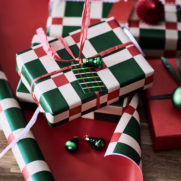VINTERFINT Rollo papel de regalo, ambos lados multicolor/rojo, 3x0.7 m/2.10 m²