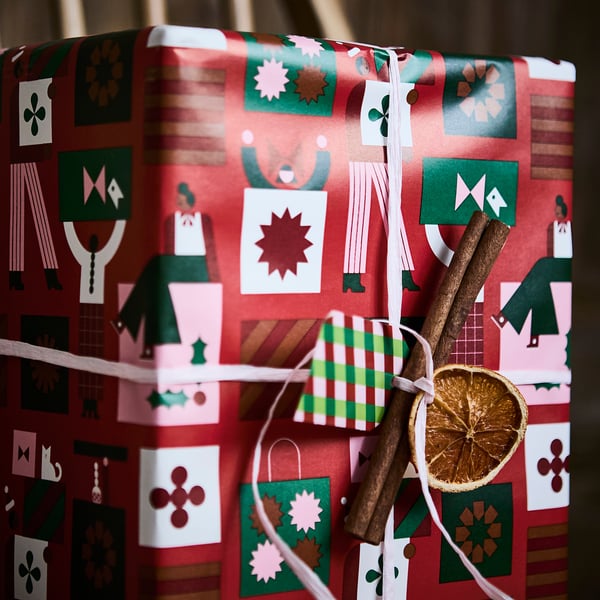 VINTERFINT Rollo papel de regalo, rojo/rosa, 3x0.7 m/2.10 m²