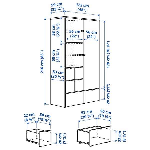 VISTHUS Armario, 122x59x216 cm IKEA