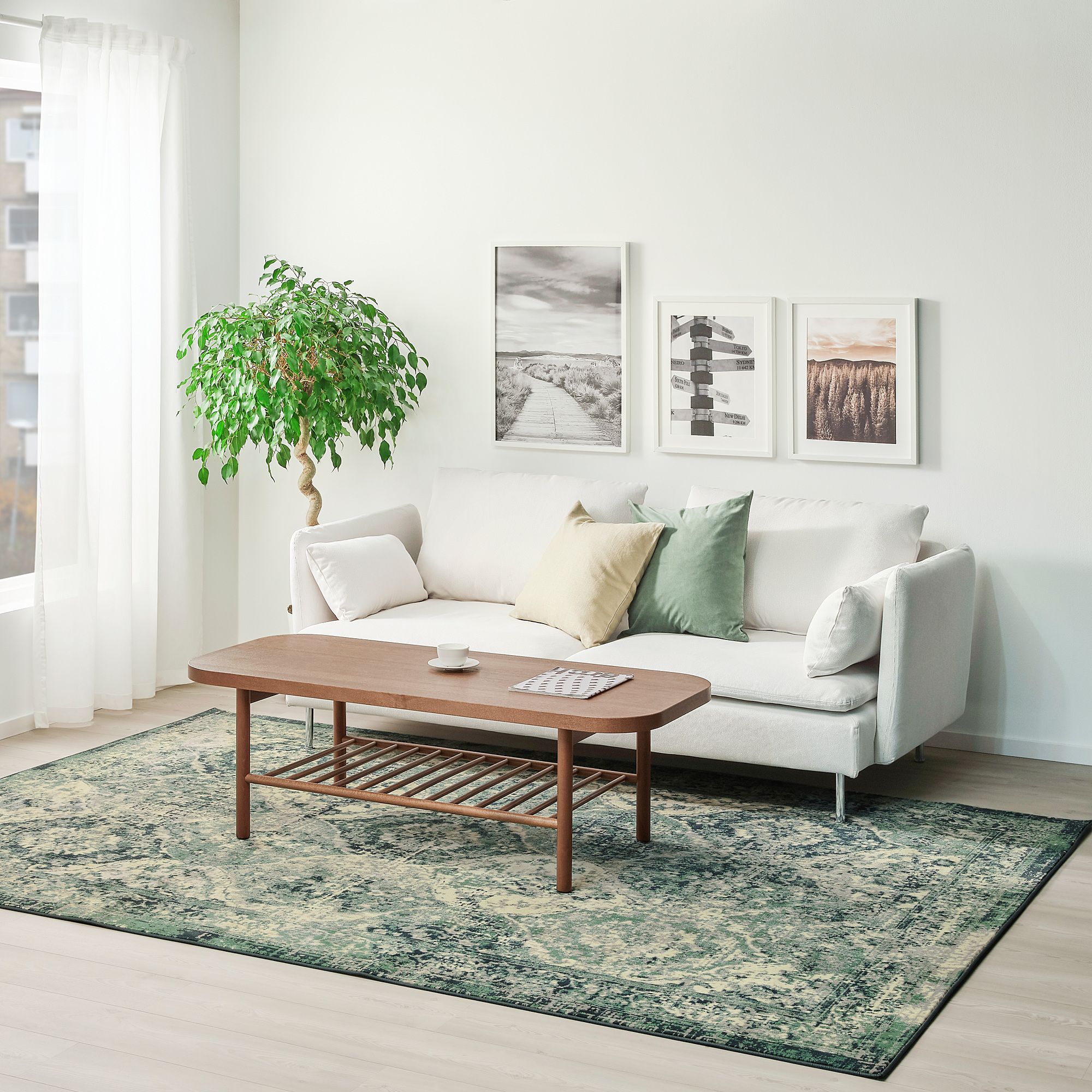 VONSBÄK Alfombra, pelo corto, verde, 300 x200 cm IKEA