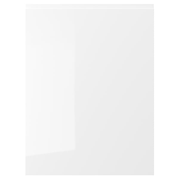 Mueble de cocina VOXTORP: frente blanco brillante, forma cuadrada, tiradores integrados. Diseño moderno, fácil de limpiar, contenido reciclado.