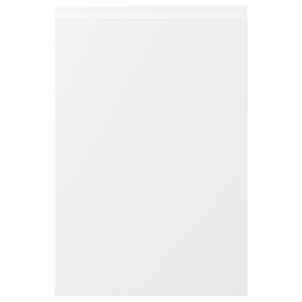 Mueble de cocina blanco VOXTORP con tiradores integrados, diseño minimalista, superficie lisa mate.