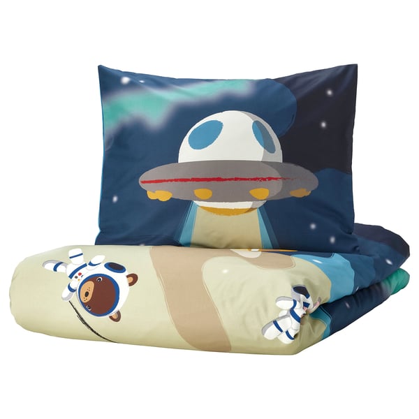 Edredon AFTONSPARV, gai espaziala alienigenarekin eta astronautarekin, itsas urdina eta beigearekin