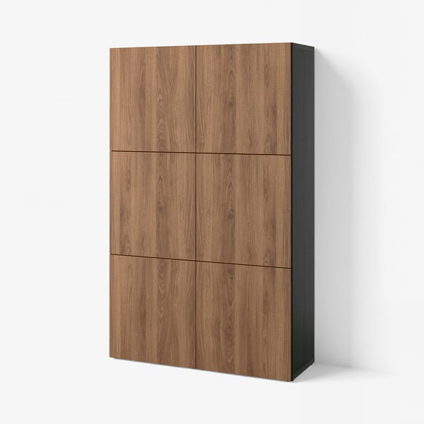 BESTÅ Egongelako altzariak, beltza-marroia Lappviken/marroia intxaurrondo-efektua, 120x42x193 cm