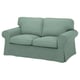 Bi plazako sofa urdin argia, kuxin leunak, beso biribilak, zorro erauzgarria.