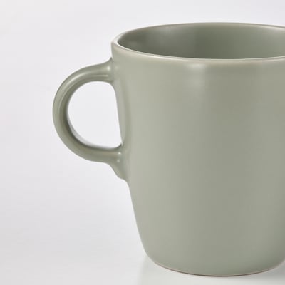 Taza FÄRGKLAR, berde zurbila, zeramika, forma biribila, diseinu modernoa eta erraza.