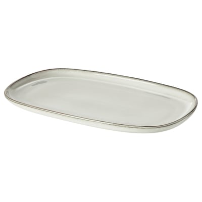 GLADELIG zeramikazko plater zuria, hareaz esmaltatua, forma obalatua, ertz leunak, diseinu klasikoa.