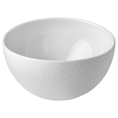 Portzelana zurizko katilu biribila, erliebean dagoen motibo geometrikoa.