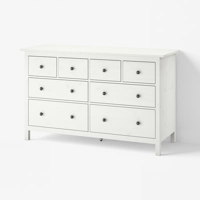HEMNES 8 tiraderadun komoda, tindu zuria, 160x96 cm