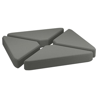 Banku moderno gisa jarritako lau kuxin triangelu-kolore gris.