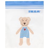 IKEA ISTAD poltsa urdin argia, hartz diseinuarekin, kremailerarekin estalia, elikagaietarako berrerabilgarria eta artikuluak.