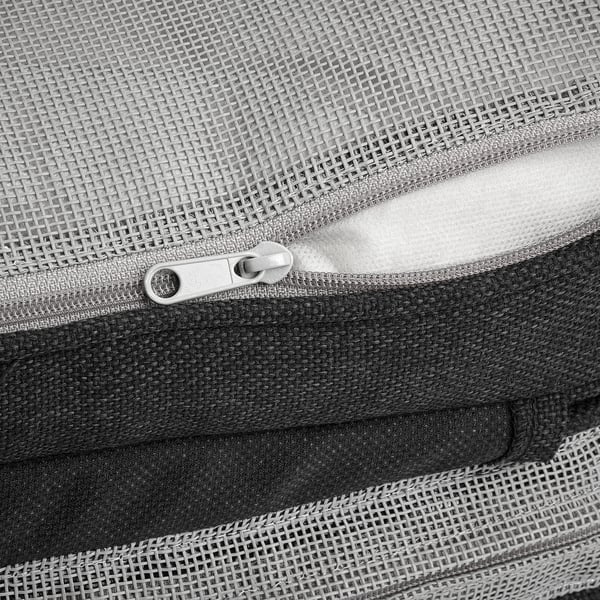 Saredun kremailera eta barruko forru akoltxatua dituen kojin-zorroa, material iraunkorra eta kalitatezko artisautza erakusten duena.