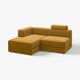 JÄTTEBO sofa modularra, mostaza horia, chaise, korduroi ehuna, karratu formakoa eta kuxin bigunak.