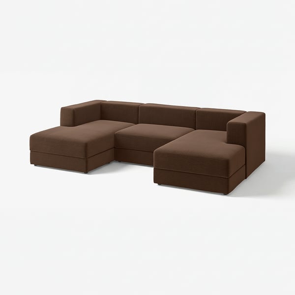 JÄTTEBO 3,5 eserl. sofa chaise longuearekin, beso-euskarriekin Samsala/marroi iluna