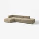 Beige beige modernoko l formako sofa sekzionala, modulu doigarriekin.