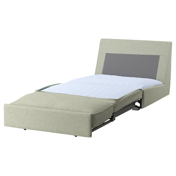 Sofa-ohea KIVIK, gris argia, diseinu modernoa eta minimalista, eserleku konbertigarria, ehun iraunkorrez tapizatua.