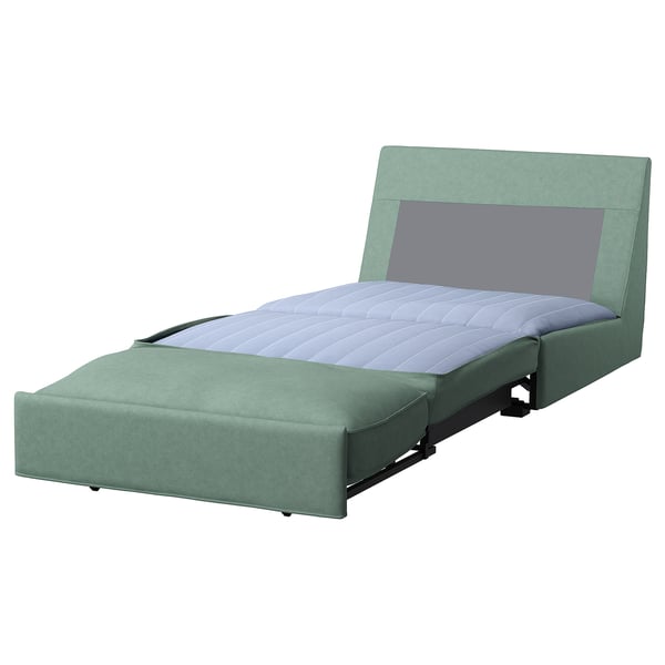 Sofa-ohea KIVIK, berde argia, diseinu modernoa, plaza bateko trinkoa, ohe bihurtu daitekeena.