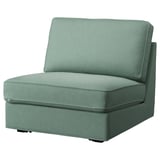Sofa-ohe monoplaza KIVIK, berde argia, diseinu modernoa, oihal-zorroa, akoltxatua.