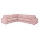 Sofa modularra KIVIK arrosa argia, modernoa eta abegitsua da, zorro desenfundagarriekin eta kuxin sakonekin.