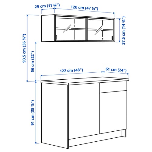 KNOXHULT Sukaldea, zuria Egitura, 120x61x220 cm