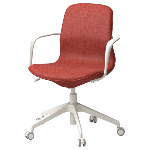 LÅNGFJÄLL bulego-aulkia, oihal gorria, egitura zuria, doigarria, diseinu ergonomikoa.