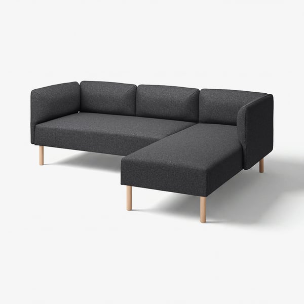 LILLEHEM 3 eserl sofa modul + chaise longuea, Gunnared/gris iluna zura