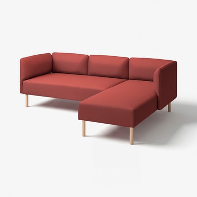 LILLEHEM 3 eserl sofa modul + chaise longuea, Gunnared/marroi gorrixka zura