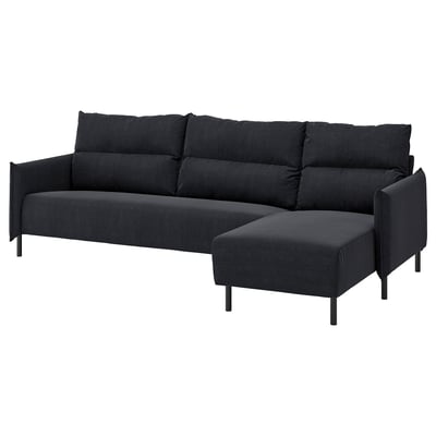 MANNARP 4 eserlekuko sofa chaise longuearek, Saxemara beltza-urdina