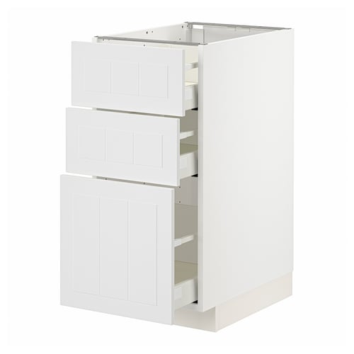 METOD altzari zuria, hiru kaxoi eta ateekin, diseinu dotore eta modernoarekin.