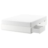 NORDLI ohe zuriaren egitura, biltegiratzeko kaxoiekin, diseinu modernoarekin.