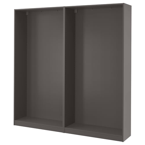 PAX armairuaren egitura, gris iluna, minimalista, erabilera anitzeko biltegiratzea.