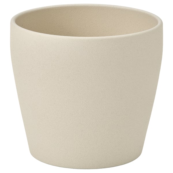 Barnealdeko landareentzako beige loreontzi zilindrikoa