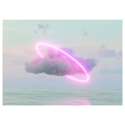 PJÄTTERYD koadroa mihisean: pastel-zerua, halo arrosa neon, hodei belaku, itsaso bare, dotore, marko 3-d.