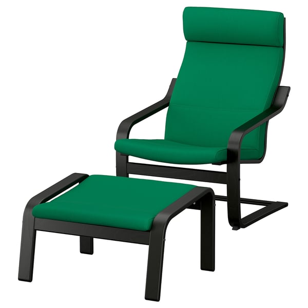 POÄNG Besaulkia eta oin-euskarria, beltza/Vissle berde iluna