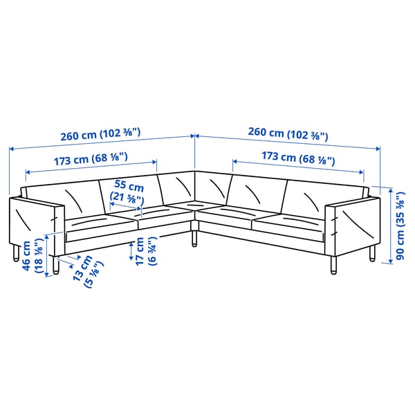 SALTSJÖBADEN Izkinako 4 eserlekuko sofa, Gunnared grisa