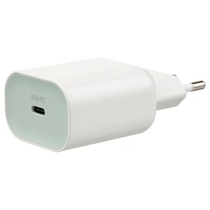 Usb-c SJÖSS kargagailu zuria. Diseinu trinkoa, zuria eta garbia. Polikarbonatozko plastikoz egina.