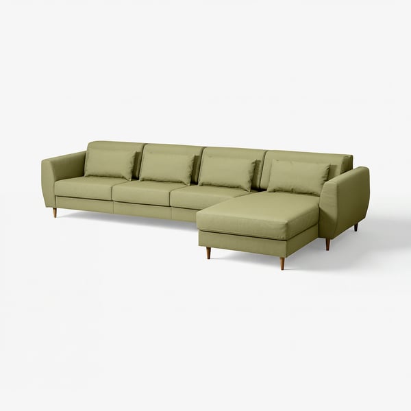 SLATORP 4 eserlekuko sofa chaise longuearek, Vissle berde-horia