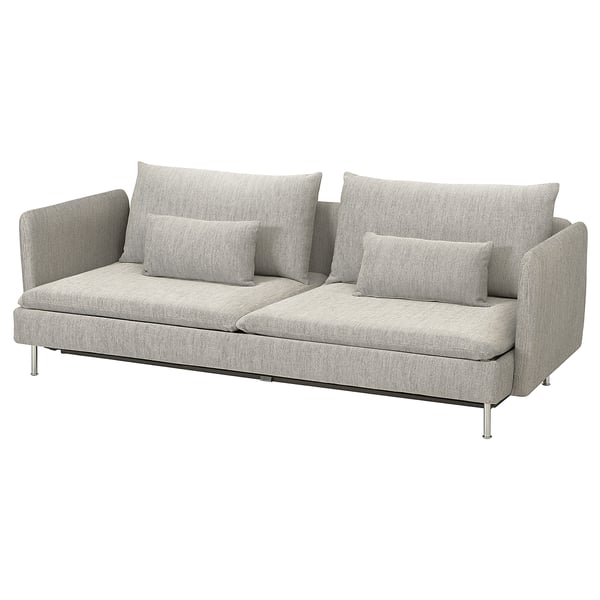 SÖDERHAMN sofa-ohea, gris argikoa, lerro meheekin eta eserleku sakonekin, erosotasunerako eta funtzionaltasunerako bihurgarria.
