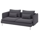 Sofa SÖDERHAMN gris iluna, diseinu modernoa eserleku sakonekin, lau kuxin, hanka metalikoak.