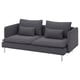 Sofa SÖDERHAMN gris iluna, diseinu modernoa eserleku sakonekin, lau kuxin, hanka metalikoak.